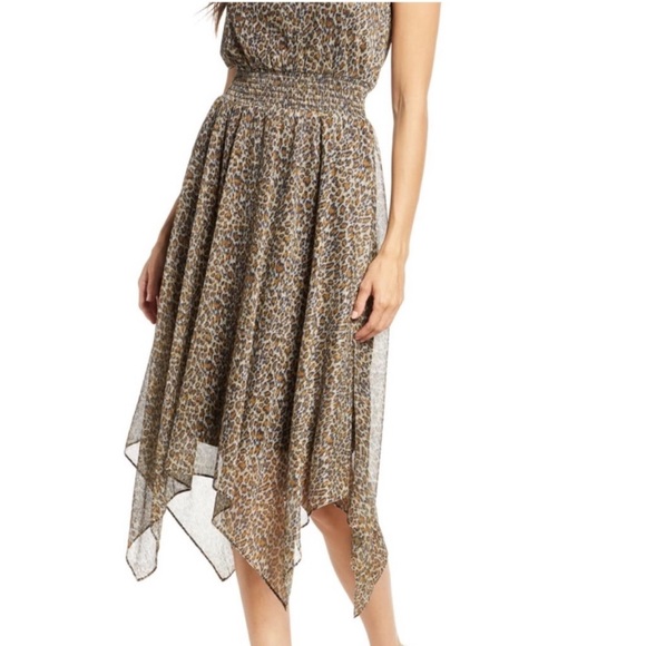 Sam Edelman metallic leopard print high low dress - Picture 3 of 9